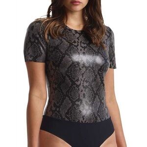 COMMANDO Faux Leather Snakeskin Print Sleeveless Bodysuit